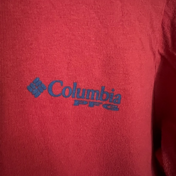COLUMBIA SPORTSWEAR Classic Patriotic PFG Long Sleeve T Shirt Red Men's Sz S EUC - Picture 2 of 4